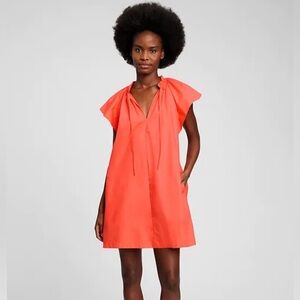 Gap Flutter Sleeve Mini Dress - size M. NWT, Color: Neon Orange Coral
